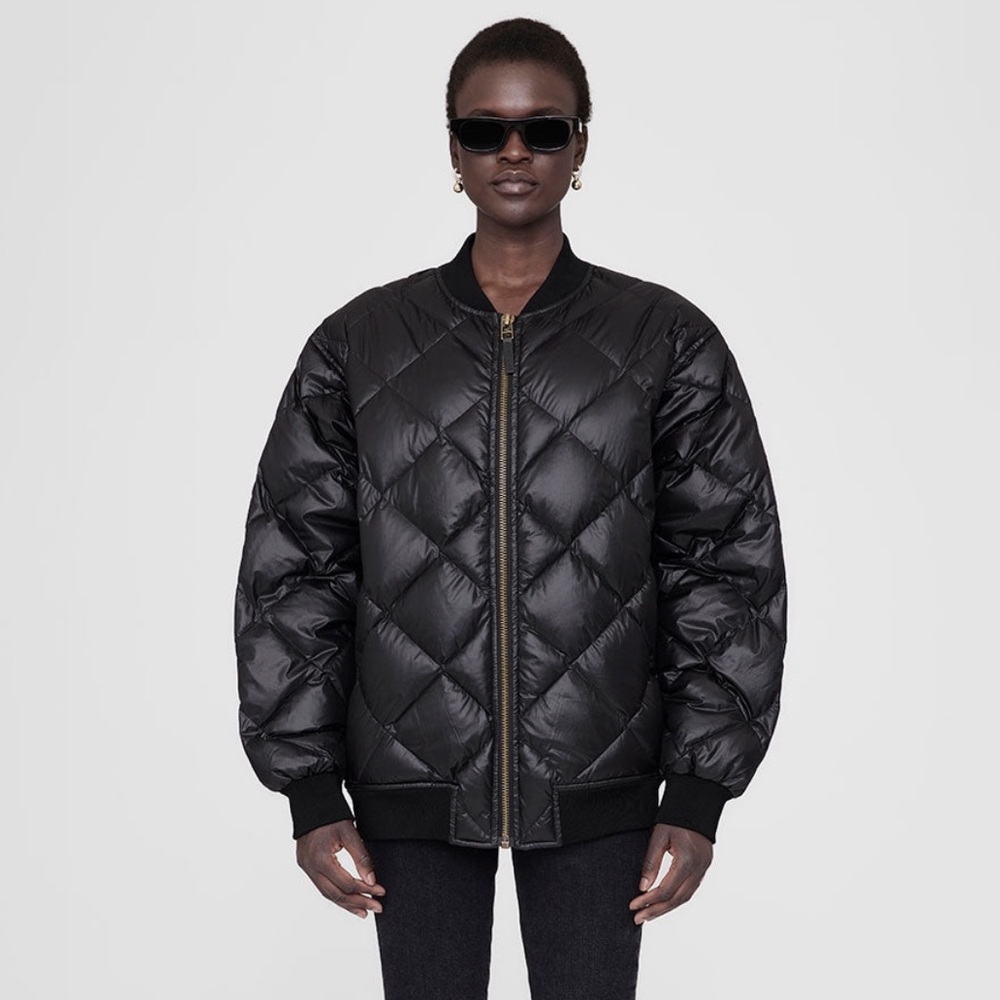 Anine Bing Leo Puffer Coat / Woman’s Large / Black with gold zip